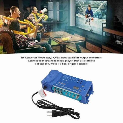 RF Converter Modulator, 3 CVBS Inputs, Support PAL NTSC, 136 Channels. Plug and Play RF Coaxial Modulator for Home TV with F Female Coaxial Input and RF Output (US Plug) in Saudi Arabia