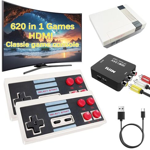 Classic Mini Retro Game Console Built in 619 Video Games,Av and HDMI Output Plug and Play Game System with Dual Wireless Controllers in Saudi Arabia