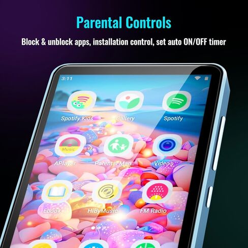 مشغل MP3 للأطفال مع Spotify، أدوات الرقابة الأبوية، Spotify Kids، Audible، Amazon Music، Libby، 4.0 بوصة IPS Kids MP4 مشغل موسيقى حتى 512 جيجابايت (أزرق فاتح) in Kuwait