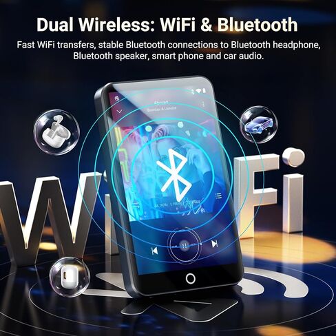 MP3 Player with Bluetooth and WiFi, MECHEN Android 13 OS MP3 & MP4 Players with 4" Touchscreen and Speaker,Music Players with Spotify,Pandora, Audible, Amazon Music, Play Store in Kuwait