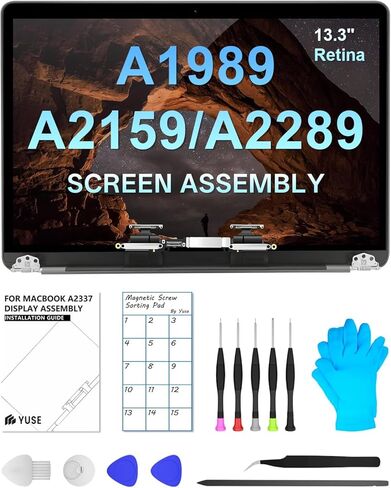 بديل شاشة A1989 A2159 A2289 لجهاز MacBook Pro 13.3 بوصة 2018-2019-2020 Year Retina (EMC 3358 3214 3301 3456) مجموعة شاشة LCD كاملة 2560x1600 مع مجموعة إصلاح (رمادي) in Kuwait