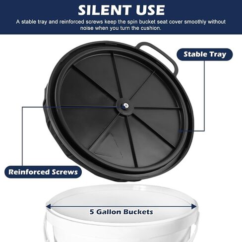 5 Gallon Bucket Seat Lid, 360-Degree Swivel Foam Cushion Bucket Spin Seat with Handle, for Duck Hunting, Fishing, Sports, Gardening and Camping in Saudi Arabia