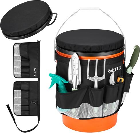 5 Gallon Bucket Seat with Tool Organizer Bag, Bucket Seat Lid & Tool Storage Caddy, Silent 360° Swivel Bucket Chair, Waterproof Comfortable Cushion for Camping, Fishing, Gardening, Yard Work, Hunting in Saudi Arabia