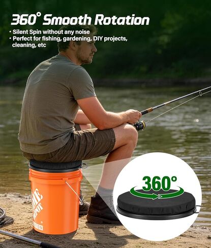 5 Gallon Bucket Seat with Tool Organizer Bag, Bucket Seat Lid & Tool Storage Caddy, Silent 360° Swivel Bucket Chair, Waterproof Comfortable Cushion for Camping, Fishing, Gardening, Yard Work, Hunting in Saudi Arabia