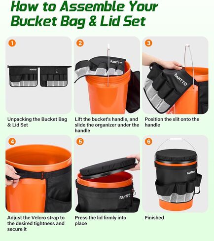 5 Gallon Bucket Seat with Tool Organizer Bag, Bucket Seat Lid & Tool Storage Caddy, Silent 360° Swivel Bucket Chair, Waterproof Comfortable Cushion for Camping, Fishing, Gardening, Yard Work, Hunting in Saudi Arabia
