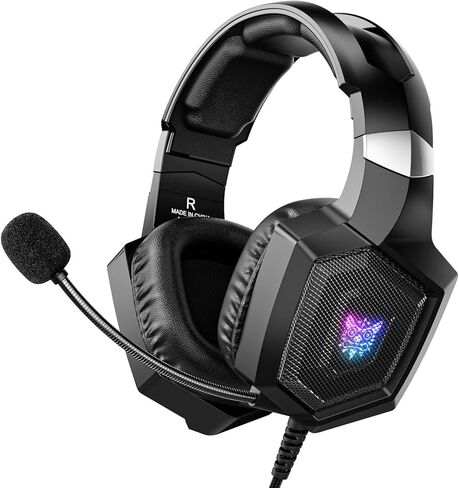 Gaming Headset with Microphone, Gaming Headphones Compatible for PS4 PS5 Xbox PC with RGB Lights, PlayStation Headset with Noise Reduction 7.1 Surround Sound Over-Ear and Wired 3.5mm Jack (Black) in Saudi Arabia