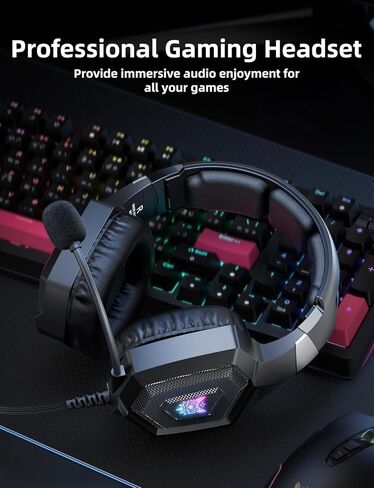 Gaming Headset with Microphone, Gaming Headphones Compatible for PS4 PS5 Xbox PC with RGB Lights, PlayStation Headset with Noise Reduction 7.1 Surround Sound Over-Ear and Wired 3.5mm Jack (Black) in Saudi Arabia