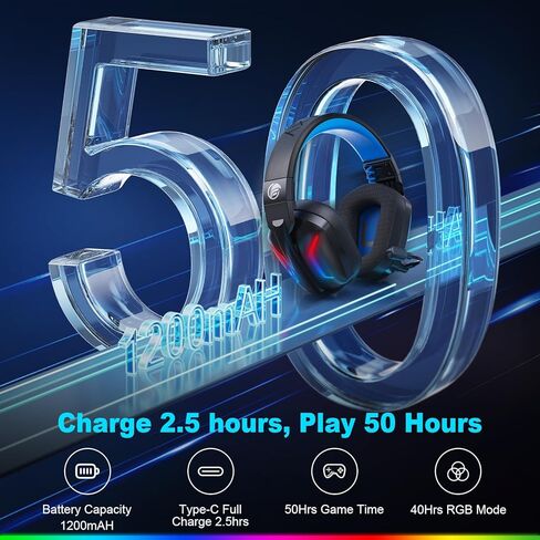 سماعة ألعاب لاسلكية من فاتشيكسي مع ميكروفون للكمبيوتر الشخصي، PS5، PS4، سماعات ألعاب بلوتوث - بطارية شحن سريع 50 ساعة، أضواء LED رائعة للتبديل، الكمبيوتر المحمول، الهاتف المحمول، Mac 2.4 جيجا هرتز in Kuwait