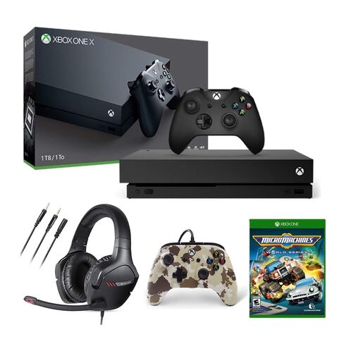 Microsoft Xbox One X 1TB /12GB Gaming Console,Wireless Controller + Headset, Wired Controller & World Series Game Bundle (4 Items) (Renewed) in Saudi Arabia