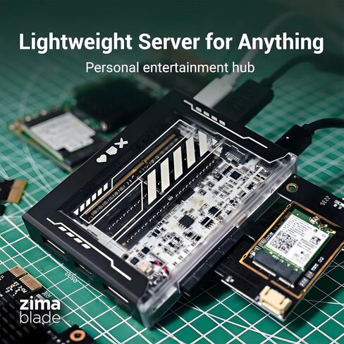 مجموعة ZimaBlade 7700 x86 DIY NAS - خادم منزلي صغير ثنائي الفتحات، معالج Intel رباعي النواة، ذاكرة وصول عشوائي سعتها 16 جيجابايت، توسيع PCIe، نظام CasaOS مثبت مسبقًا، Docker وجاهز للاستضافة الذاتية in Kuwait