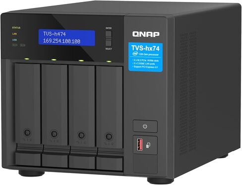 QNAP TVS-h474-PT-8G-US 4 Bay High-Speed Desktop NAS with Intel Pentium Gold 2-core CPU, 8GB DDR4 Memory, 2.5 GbE Networking and PCIe Gen 4 expandability (Diskless) in Saudi Arabia