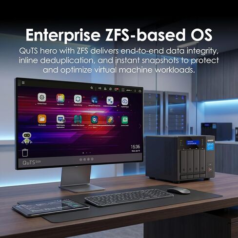 QNAP TVS-h474-PT-8G-US 4 Bay High-Speed Desktop NAS with Intel Pentium Gold 2-core CPU, 8GB DDR4 Memory, 2.5 GbE Networking and PCIe Gen 4 expandability (Diskless) in Saudi Arabia