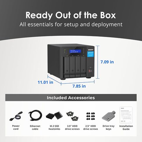 QNAP TVS-h474-PT-8G-US 4 Bay High-Speed Desktop NAS with Intel Pentium Gold 2-core CPU, 8GB DDR4 Memory, 2.5 GbE Networking and PCIe Gen 4 expandability (Diskless) in Saudi Arabia