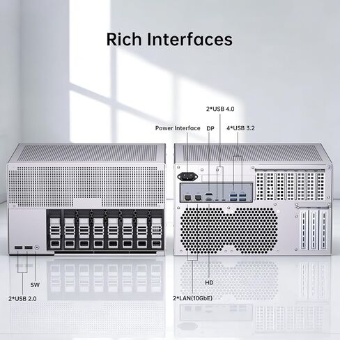 8-Bay Desktop NAS Computer, 16 Cores AI Ultra 9 285H, 32G LPDDR5X 8400MT/s, 8T SSD, Win-11 pro, 2 x 10Gbps LAN, 2 x M.2 PCIE4.0 Slots, Four Display, 8k/4k@60Hz, Support Dual System Network in Saudi Arabia
