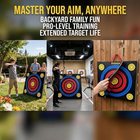 Archery Target - 20" XPE Foam Square Target for Recurve & Compound Bows, Suggestion 15–25lbs Bows, Portable Backyard & Indoor Shooting Practice with Scoring Rings for Kids and Youth Beginner in Saudi Arabia