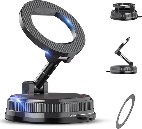 Car Phone Holder Mount, 108LBS Vacuum Suction for MagSafe Car Mount, 3000gf Magnetic 360° Adjustable Carbon Fiber Phone Holders for Your Car for iPhone 17 Pro Ma/17/16/15/14/13/12, Desk & Gym in Saudi Arabia