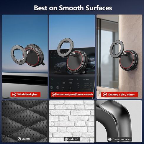 Car Phone Holder Mount, 108LBS Vacuum Suction for MagSafe Car Mount, 3000gf Magnetic 360° Adjustable Carbon Fiber Phone Holders for Your Car for iPhone 17 Pro Ma/17/16/15/14/13/12, Desk & Gym in Saudi Arabia