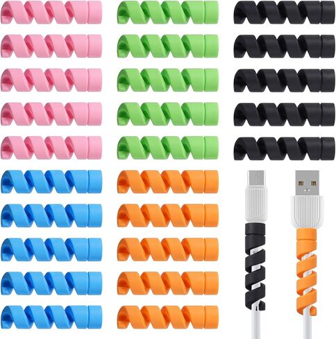 35 PCS Charger Cord Protector Spiral Charging Cable Protector Cord Savers Break-and-Bend-Resistant USB Wire Cover for Phone Headphone Laptop Wrap Accessories(5 Colors) in Saudi Arabia