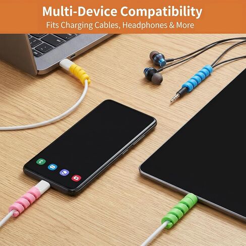 35 PCS Charger Cord Protector Spiral Charging Cable Protector Cord Savers Break-and-Bend-Resistant USB Wire Cover for Phone Headphone Laptop Wrap Accessories(5 Colors) in Saudi Arabia