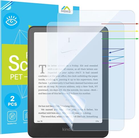 MoKo 2 Pack واقي شاشة مضاد للضوء الأزرق لـ 7 بوصات Kindle Paperwhite الجيل الثاني عشر 2024 وKindle Colorsoft Signature Edition، واقي شاشة فيلم واقي ممتاز من PET لـ Kobo Aura 2 in Saudi Arabia
