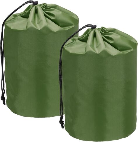 Stuff Sack, Nylon Waterproof Storage Sacks Portable Drawstring Outdoor Products Ditty Bag Ultralight Dust Flap 14 x 27 Inch & 2Pcs & Army Green - Fit for (Camping/Traveling/Hiking) in Saudi Arabia