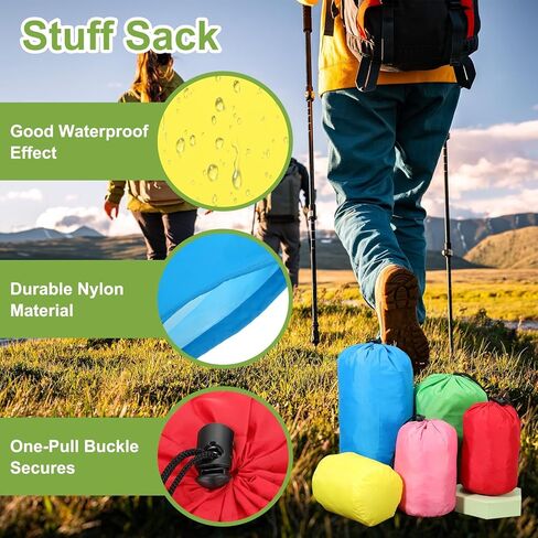 uxcell Stuff Sack، نايلون مقاوم للماء قابل للحمل برباط غبار، أكياس أشياء، حقيبة جافة خفيفة الوزن للتخييم والمشي لمسافات طويلة وحقائب الظهر والسفر in Kuwait