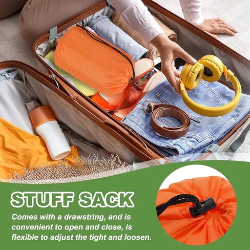 PATIKIL Stuff Sack 3x5/3x7/4x7/5x10/7x13/9x16, 6 Pcs Waterproof Outdoor Storage Sack Portable Drawstring Dust Flap Bag Sleeping Bag for Camping Hiking Backpacking, Orange in Saudi Arabia