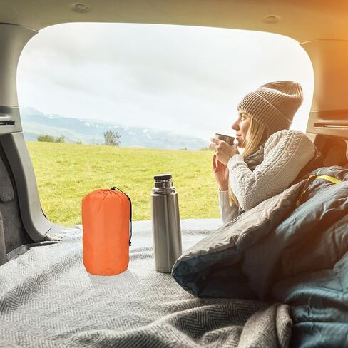 Stuff Sack, 9 x 16 Inch Waterproof Outdoor Storage Sack Portable Drawstring Dust Flap Bag for Camping, Orange in Saudi Arabia