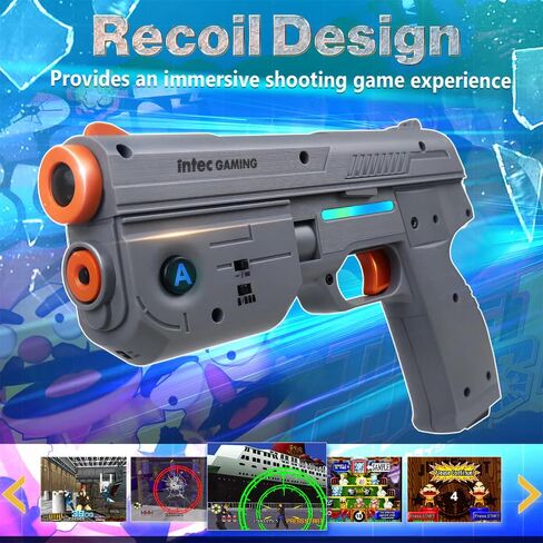 Retro Video Game Consoles for Intec-Gaming LightGun for PlayStation 2, Light Gun for PSX/PS2 Classic Shooting Games Play on HDTV, LightGun Zapper Controller Compatible with Retro Consoles for Modern HDTVs with Sensor Bar, Plug & Play with HD Cable, Blue in Saudi Arabia