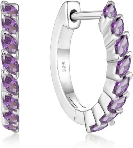 Gemstone Huggie Hoop Earrings for Women 925 Sterling Silver Birthstones Jewelry Gift for Her in Saudi Arabia