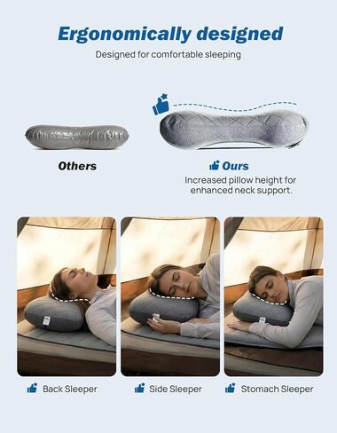 JOYTUTUS Inflatable Camping Pillow with Washable Removable Pillow Cover, Portable Ultralight Air Pillow for Travel,Backpacking,Hiking, Ergonomic Design Full Neck&Lumbar Support in Saudi Arabia