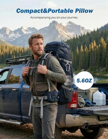 JOYTUTUS Inflatable Camping Pillow with Washable Removable Pillow Cover, Portable Ultralight Air Pillow for Travel,Backpacking,Hiking, Ergonomic Design Full Neck&Lumbar Support in Saudi Arabia