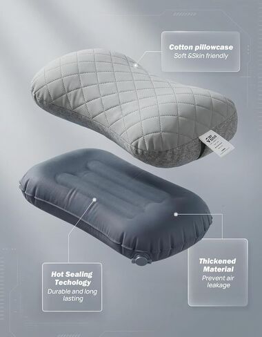 JOYTUTUS Inflatable Camping Pillow with Washable Removable Pillow Cover, Portable Ultralight Air Pillow for Travel,Backpacking,Hiking, Ergonomic Design Full Neck&Lumbar Support in Saudi Arabia