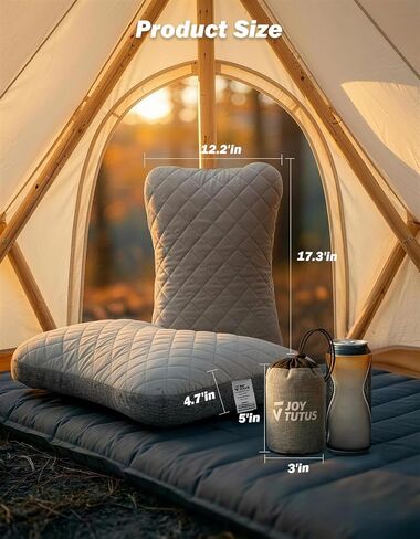 JOYTUTUS Inflatable Camping Pillow with Washable Removable Pillow Cover, Portable Ultralight Air Pillow for Travel,Backpacking,Hiking, Ergonomic Design Full Neck&Lumbar Support in Saudi Arabia