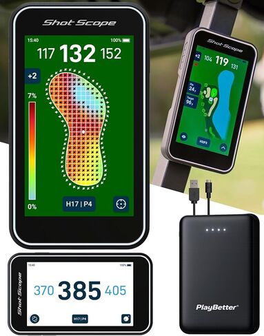 Shot Scope H50 (2026 Model) Handheld Golf GPS Bundle - 42,000 Courses, Green Contour Maps, F/M/B & Hazard Distances with PlayBetter 5000mAh Portable Charger - Lightweight Magnetic Golf GPS Device in Saudi Arabia