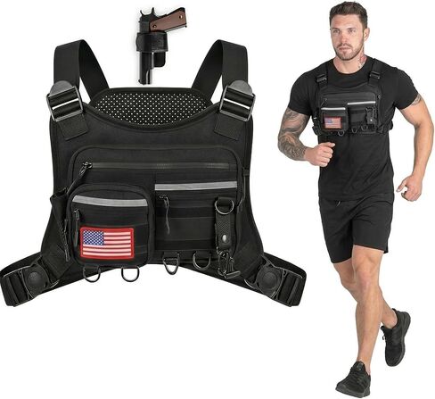 Running Chest Pack for Men & Women with Gun Holster, Tactical Chest Rig & Running Bag, Concealed Carry Chest Bag & Chest Pack, RFID Blocking EDC for Hiking & Outdoor Sports in Saudi Arabia