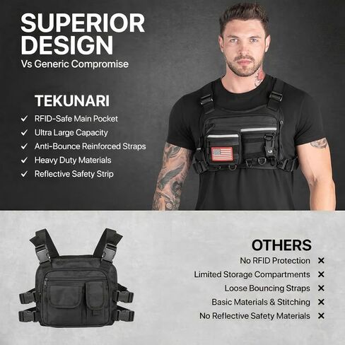 Running Chest Pack for Men & Women with Gun Holster, Tactical Chest Rig & Running Bag, Concealed Carry Chest Bag & Chest Pack, RFID Blocking EDC for Hiking & Outdoor Sports in Saudi Arabia