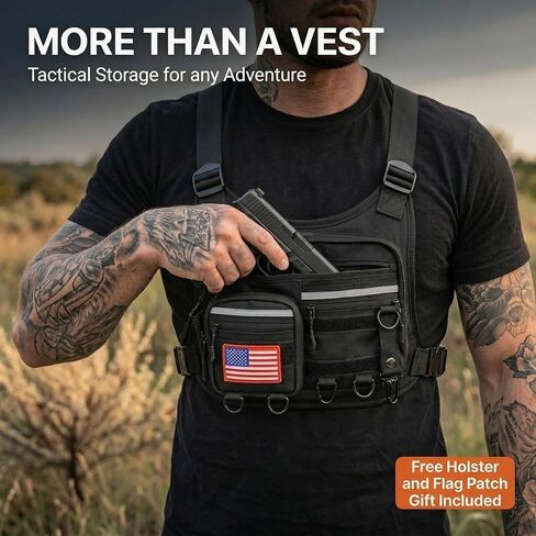 Running Chest Pack for Men & Women with Gun Holster, Tactical Chest Rig & Running Bag, Concealed Carry Chest Bag & Chest Pack, RFID Blocking EDC for Hiking & Outdoor Sports in Saudi Arabia