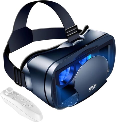 3D VR Headset, Virtual Reality Glasses Headset Helmets, Compatible with 5.0-7.0 inch with Controller, for Mobile Games & Movies(Black) in Saudi Arabia