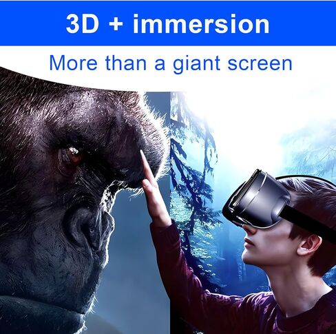 3D VR Headset, Virtual Reality Glasses Headset Helmets, Compatible with 5.0-7.0 inch with Controller, for Mobile Games & Movies(Black) in Saudi Arabia