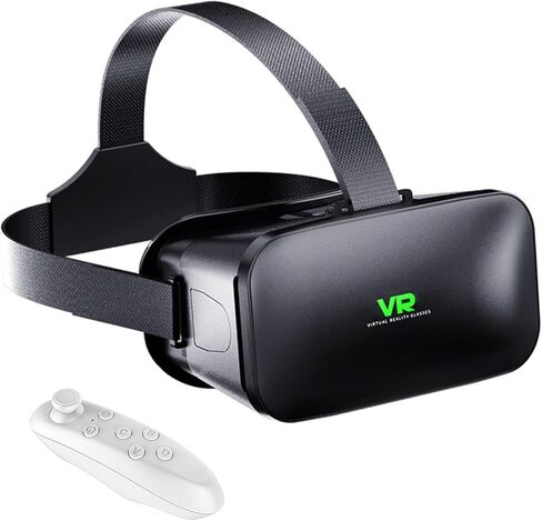 سماعة رأس VR ثلاثية الأبعاد، نظارات الواقع الافتراضي ثلاثية الأبعاد، خوذات سماعة رأس ثلاثية الأبعاد مضادة للضوء الأزرق قابلة للتعديل لهواتف iPhone أو Android متوافقة مع 4.5 بوصة إلى 6.7 بوصة مع وحدة تحكم in Kuwait