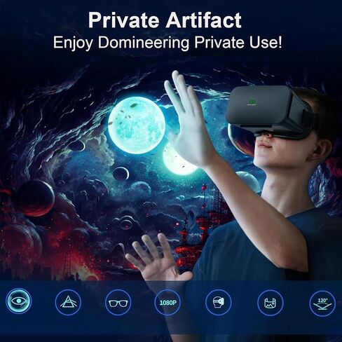 سماعة رأس VR ثلاثية الأبعاد، نظارات الواقع الافتراضي ثلاثية الأبعاد، خوذات سماعة رأس ثلاثية الأبعاد مضادة للضوء الأزرق قابلة للتعديل لهواتف iPhone أو Android متوافقة مع 4.5 بوصة إلى 6.7 بوصة مع وحدة تحكم in Kuwait