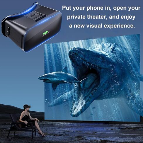 سماعة رأس VR ثلاثية الأبعاد، نظارات الواقع الافتراضي ثلاثية الأبعاد، خوذات سماعة رأس ثلاثية الأبعاد مضادة للضوء الأزرق قابلة للتعديل لهواتف iPhone أو Android متوافقة مع 4.5 بوصة إلى 6.7 بوصة مع وحدة تحكم in Kuwait