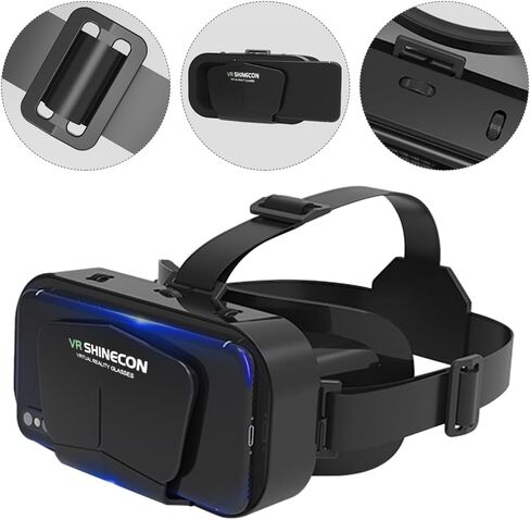نظارات الواقع الافتراضي VR سماعة ثلاثية الأبعاد، تدعم إصدار 4.7-7 بوصة نظارات الواقع الافتراضي سماعات رأس ستيريو نظارات ثلاثية الأبعاد، نظارات الواقع الافتراضي للتلفزيون والأفلام وألعاب الفيديو (أسود) in Kuwait