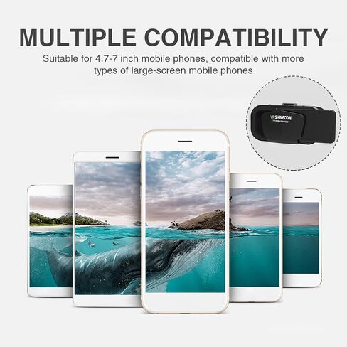 نظارات الواقع الافتراضي VR سماعة ثلاثية الأبعاد، تدعم إصدار 4.7-7 بوصة نظارات الواقع الافتراضي سماعات رأس ستيريو نظارات ثلاثية الأبعاد، نظارات الواقع الافتراضي للتلفزيون والأفلام وألعاب الفيديو (أسود) in Kuwait