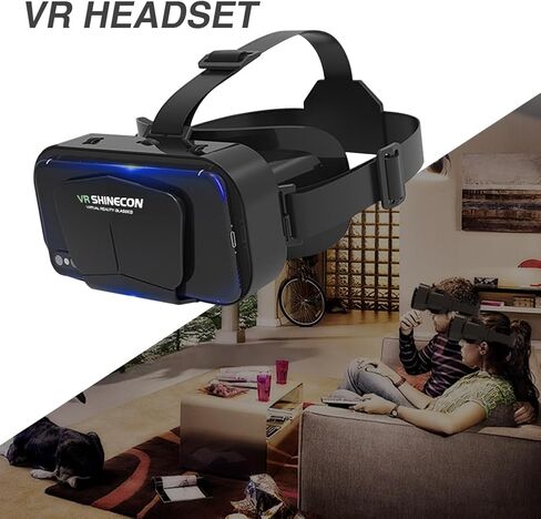 نظارات الواقع الافتراضي VR سماعة ثلاثية الأبعاد، تدعم إصدار 4.7-7 بوصة نظارات الواقع الافتراضي سماعات رأس ستيريو نظارات ثلاثية الأبعاد، نظارات الواقع الافتراضي للتلفزيون والأفلام وألعاب الفيديو (أسود) in Kuwait