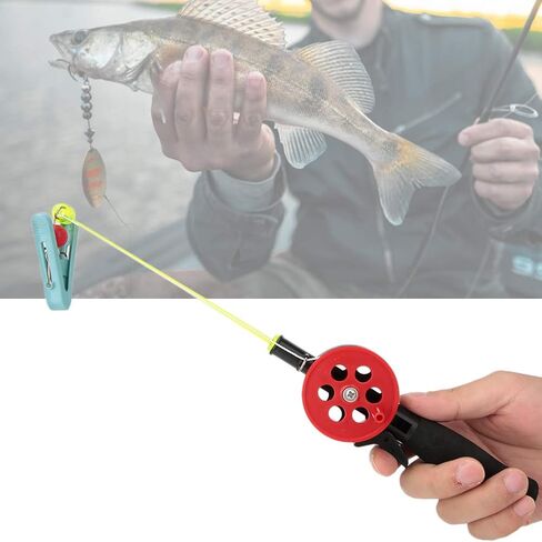 Qqmora Crab Fishing Rod الجليد القطب الروبيان المشبك الملحقات لون عشوائي للأطفال، الأطفال الصيد رود الجليد الصيد القطب حجم صغير النايلون خط الصيد بكرة in Kuwait