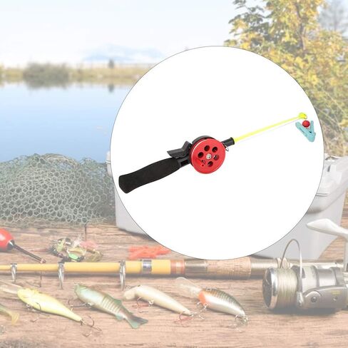 Qqmora Crab Fishing Rod الجليد القطب الروبيان المشبك الملحقات لون عشوائي للأطفال، الأطفال الصيد رود الجليد الصيد القطب حجم صغير النايلون خط الصيد بكرة in Kuwait
