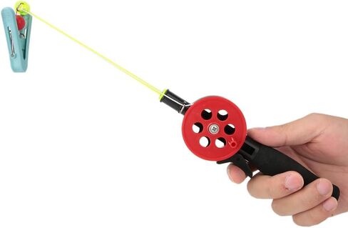 Qqmora Crab Fishing Rod الجليد القطب الروبيان المشبك الملحقات لون عشوائي للأطفال، الأطفال الصيد رود الجليد الصيد القطب حجم صغير النايلون خط الصيد بكرة in Kuwait
