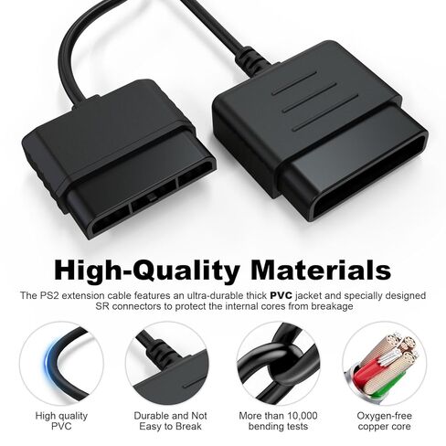 Saipomor 6FT PS2 Controller Extension Cable (2 Pack), Compatible with PlayStation 2 & PS1 Wired Controllers, Durable Extension Cord for PS2 Console, Plug & Play Gaming Extender in Saudi Arabia